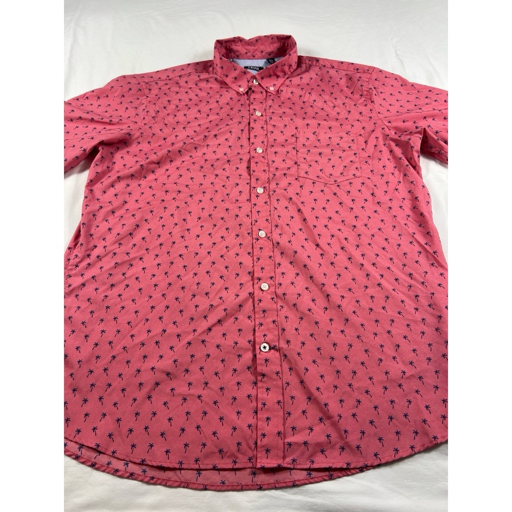 IZOD Short Sleeve Men's Extra Large Pink And Blue Palm Trees